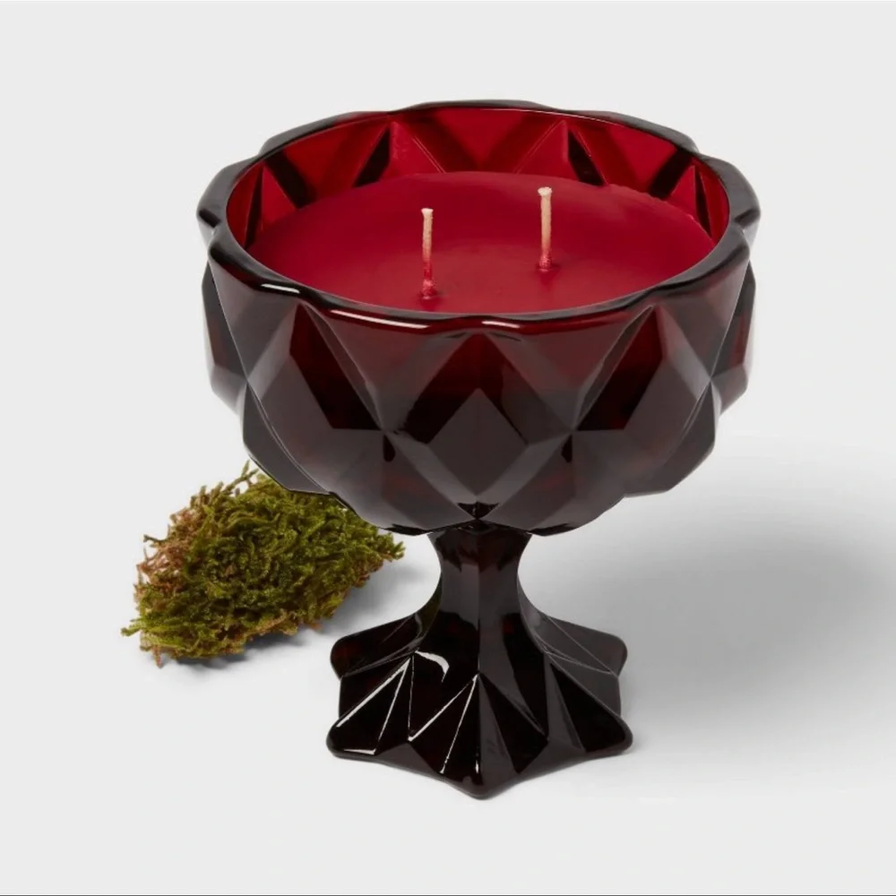 Threshold Faceted Coup Haunt Couture Large Glass Filled Red Wax 14.5oz Candle - Picture 3 of 9